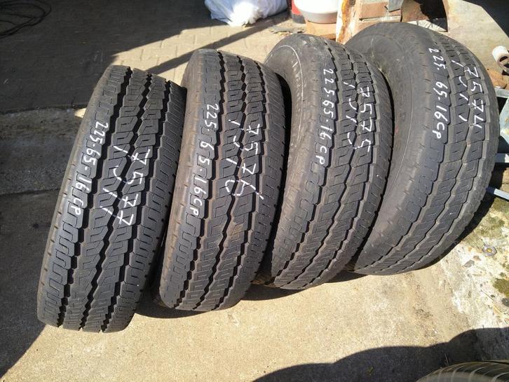 4 camper (=CP) banden als nieuw Conti 225-65-16CP 8,5mm, Caravans en Kamperen, Camper-accessoires, Zo goed als nieuw, Ophalen