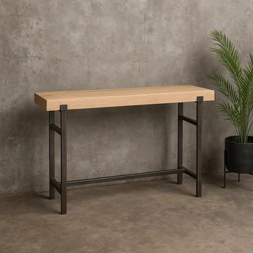 Industriële Sidetable - Eiken & Staal beschikbaar voor biedingen