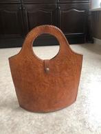 Mooie grote leren tas voor dames - naturel - leuk motief, Ophalen of Verzenden, Gebruikt, Bruin, Handtas