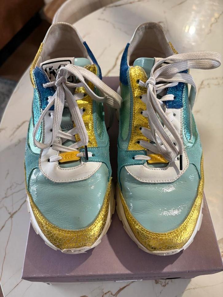 Floris van Bommel Blokki, Kleding | Dames, Schoenen, Zo goed als nieuw, Blauw, Ophalen of Verzenden