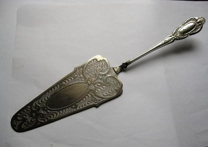 Grote verzilverde Jugendstil taartschep (7347-51), Antiek en Kunst, Antiek | Bestek, Ophalen