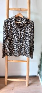 PIECES BLOUSE DIERENPRINT MT M ZWART/BEIGE LANGE MOUW, Maat 38/40 (M), Zwart, Ophalen of Verzenden, Zo goed als nieuw