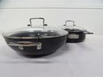 A6290. 2 Nette Le Creuset Pannen, Huis en Inrichting, Ophalen of Verzenden, Gebruikt, Gietijzer, Koekenpan of Braadpan