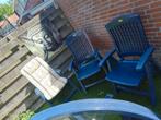 Te koop: 3  Hartman Prestige tuinstoelen,kussens en tafel, Ophalen, Zo goed als nieuw, Kunststof