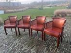 4 Schapenleren eetkamerstoelen, Huis en Inrichting, Stoelen, Ophalen, Gebruikt, Bruin, Leer