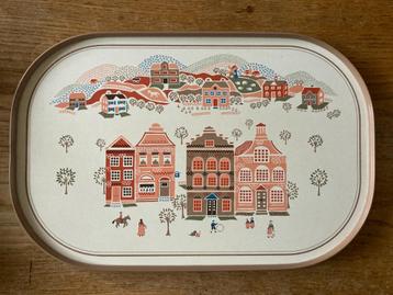 Vintage dubbelzijdig melamine tray dienblad  beschikbaar voor biedingen