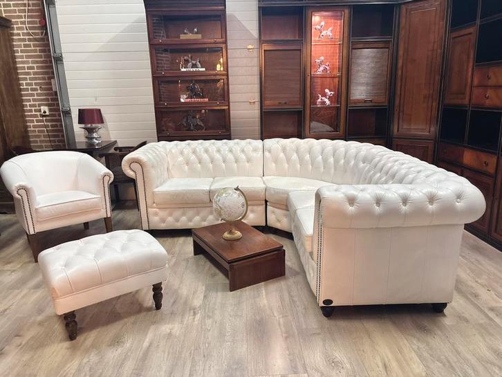 Orginele chesterfield hoekbank, Huis en Inrichting, Fauteuils, Zo goed als nieuw, Leer, 50 tot 75 cm, 75 tot 100 cm, Ophalen