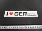 sticker I love GEM Personal Keyboards, Ophalen, Zo goed als nieuw, Bedrijf of Vereniging
