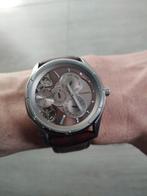 Fossil Herenhorloge - Open Kast, Bruin Leer, Overige merken, Staal, Polshorloge, Ophalen of Verzenden