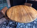Eettafel mangohout rond 130cm, Huis en Inrichting, Tafels | Eettafels, Ophalen, Rond, Zo goed als nieuw, Drie personen
