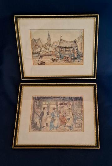Jaren 60, 2 originele vintage schilderijlijsten zwart/goud beschikbaar voor biedingen