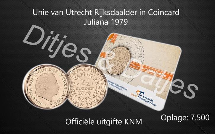 Rijksdaalder 1979 Unie van Utrecht coincard KNM gratis verz., Postzegels en Munten, Munten | Nederland, 2½ gulden, Koningin Juliana