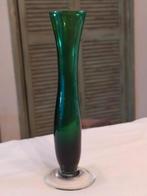 Vintage mid century green fluted  vaasje, Ophalen of Verzenden