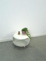 Witte space age salontafel op wielen vintage tafel, 50 tot 100 cm, Rond, Metaal, Minder dan 50 cm
