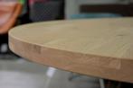 Gave ronde eettafel tafel metaal & massief eikenhout Ø130, Huis en Inrichting, Tafels | Eettafels, Ophalen, Rond, Nieuw, Vijf personen of meer
