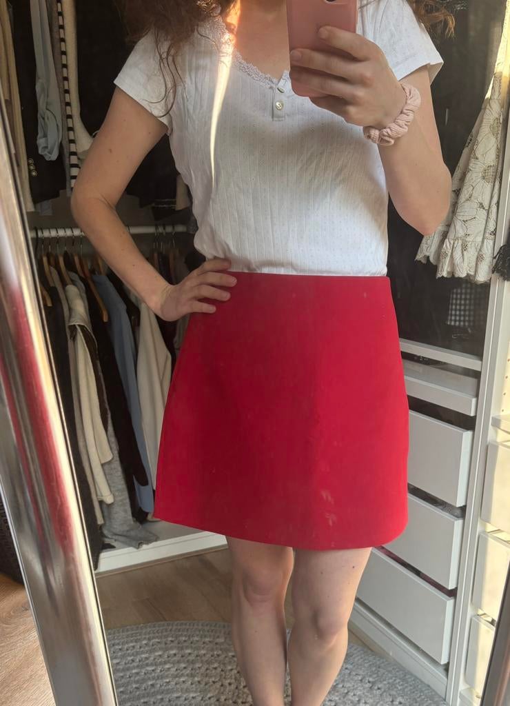 Rood zware kwaliteit A-lijn rokje zara - maat M, Maat 38/40 (M), Ophalen of Verzenden, Zo goed als nieuw, Boven de knie