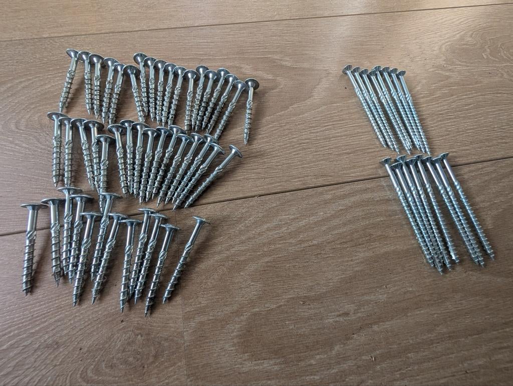 Goede kwaliteit houtschroeven - 62 stuks, 50 tot 100 mm, Gebruikt, Schroeven, Ophalen of Verzenden