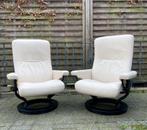 2 nette Stressless relaxfauteuils in leer, Ophalen of Verzenden, 75 tot 100 cm, Leer