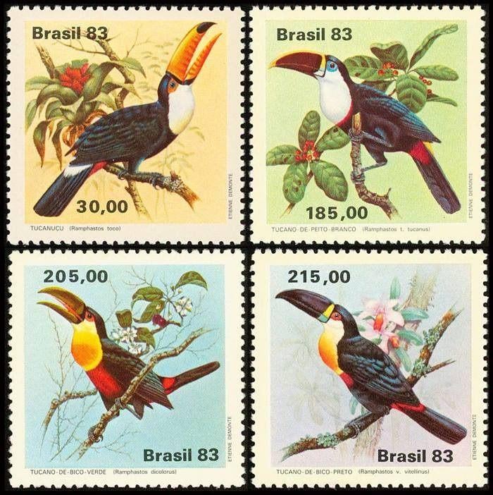 BRAZILIË 6 - Dieren: vogels (toekans), Ophalen of Verzenden, Postfris, Dier of Natuur