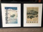 Vintage Renault illustration 30 oude auto zwarte lijst SALE, Ophalen of Verzenden, Zo goed als nieuw, Auto's