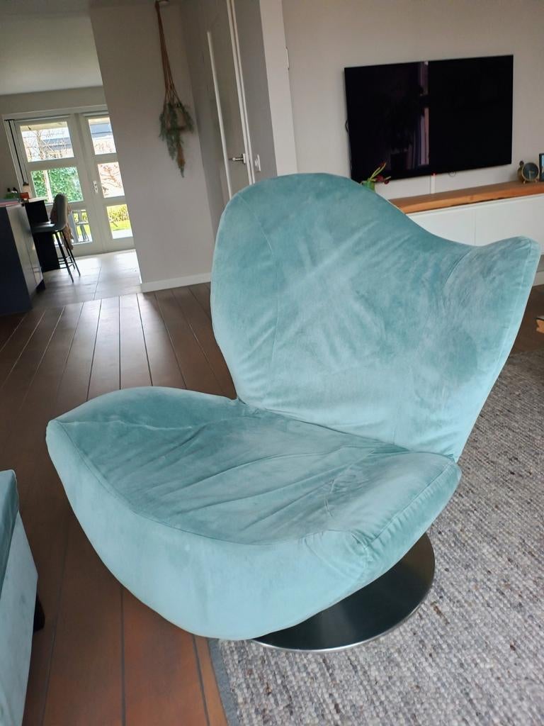 Fauteuil met voetenbankje, Huis en Inrichting, Ophalen, Gebruikt, Minder dan 75 cm, 75 tot 100 cm