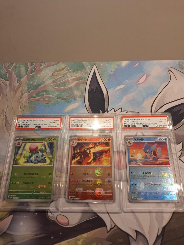 Ivysaur Charmeleon Wartortle PSA 10 opvolgend Masterball, Verzenden, Nieuw, Meerdere kaarten, Foil