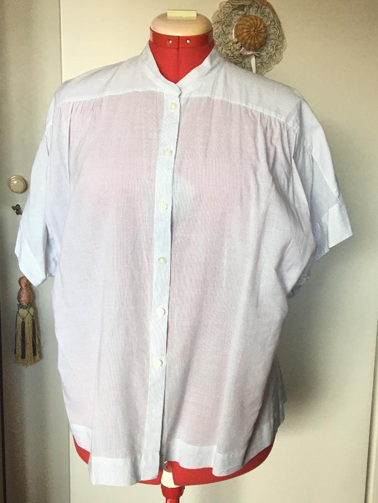Mexx fijn katoen grijs/wit gestreept blouse met korte mouwen, Mexx, Maat 42/44 (L), Ophalen of Verzenden, Zo goed als nieuw