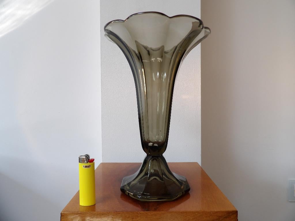 Art Deco zeer Grote Vaas Inwald, Fumee/groen, Antiek en Kunst, Antiek | Vazen, Ophalen of Verzenden