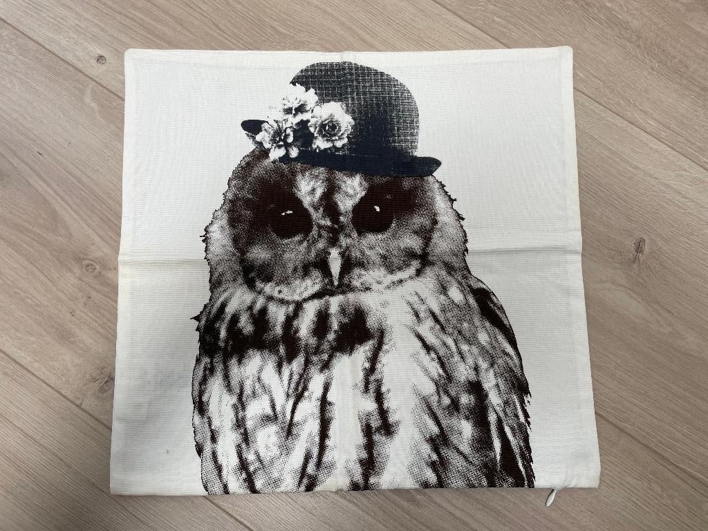 Kussenhoes Uil 40x40 NIEUW, Ophalen of Verzenden, Nieuw, Wit, Vierkant