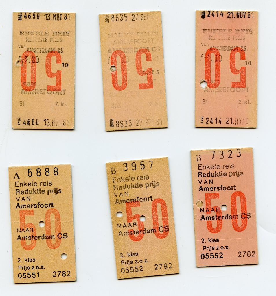 treinkaartjes 1981 amsterdam-amersfoort en v.v., Ophalen of Verzenden, Gebruikt, Trein, Overige typen