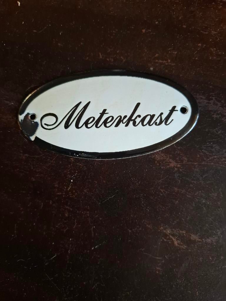 Emaille Meterkast Bordje - Vintage Look 10x5 cm, Antiek en Kunst, Ophalen of Verzenden