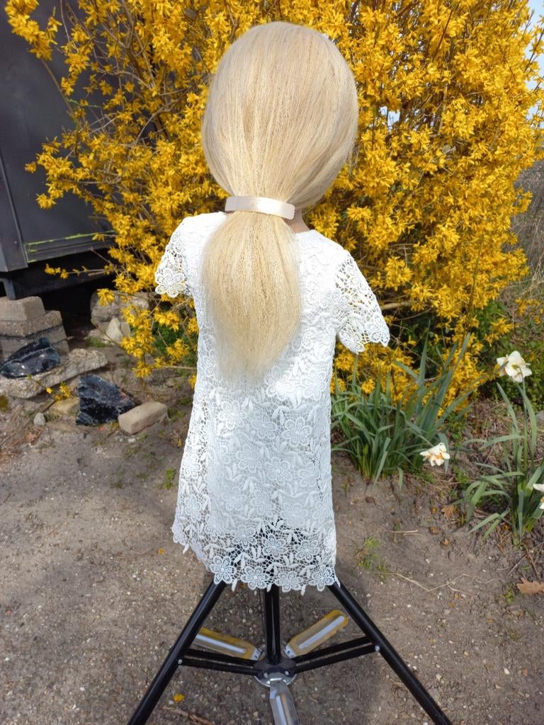 Oefenhoofd met echt haar - Zo goed als nieuw, Sieraden, Tassen en Uiterlijk, Uiterlijk | Haarverzorging, Ophalen of Verzenden