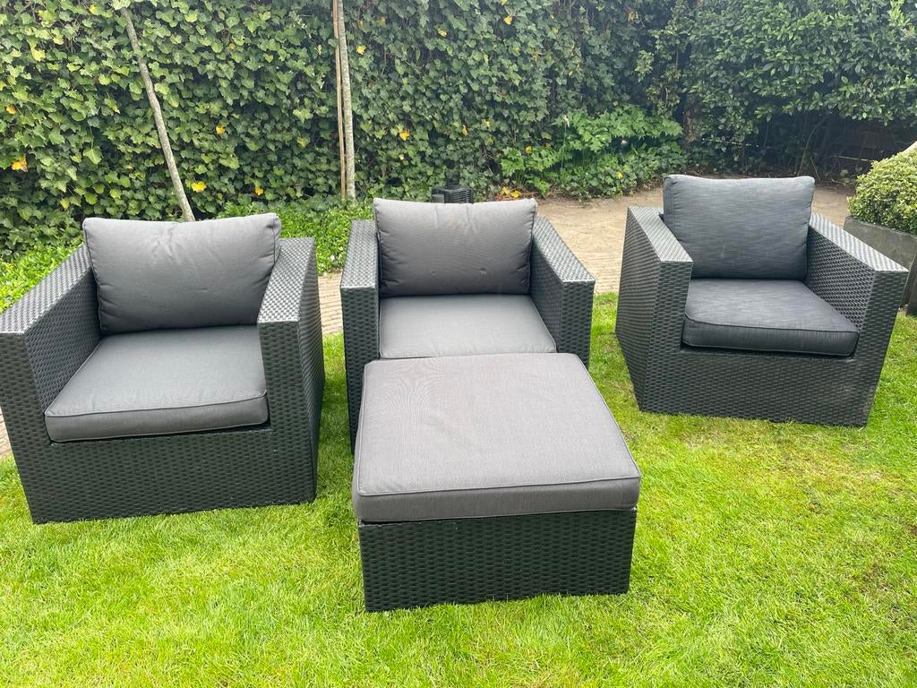 Lounge stoel wicker - Royal Patio, Tuin en Terras, Tuinsets en Loungesets, Ophalen, Gebruikt, 3 zitplaatsen, Loungeset