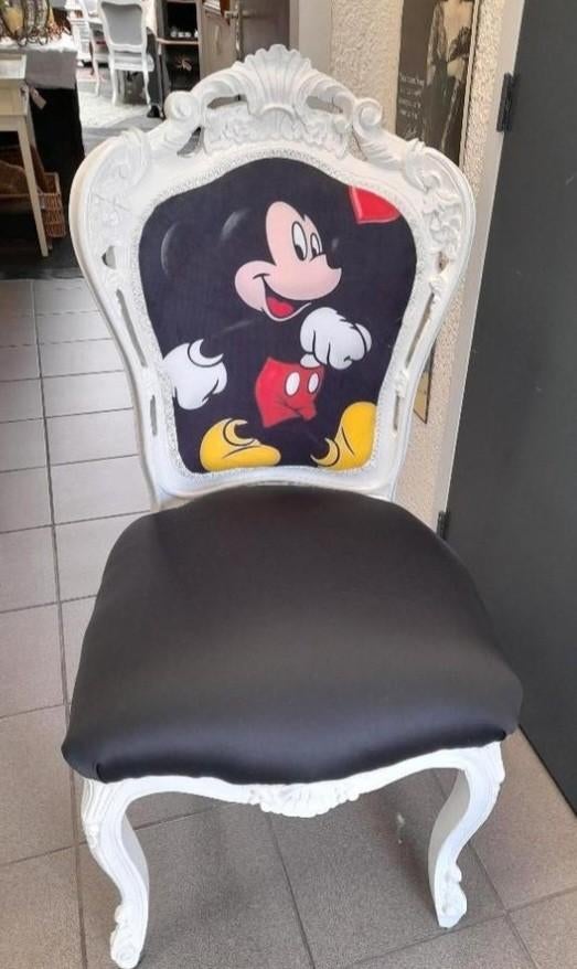 1 x barok stoel opnieuw gestoffeerd mickey mouse, Ophalen of Verzenden, Zo goed als nieuw, Eén