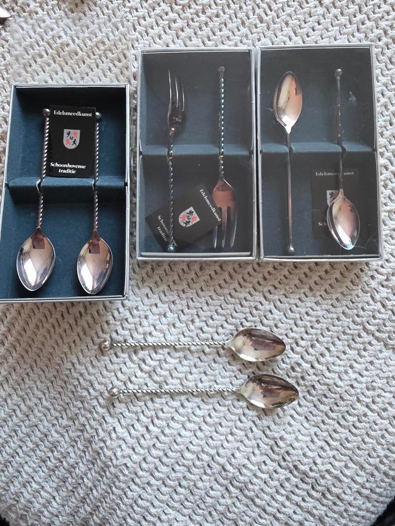 Verzilverde theelepeltjes en vorkjes Albert Heijn, Ophalen of Verzenden