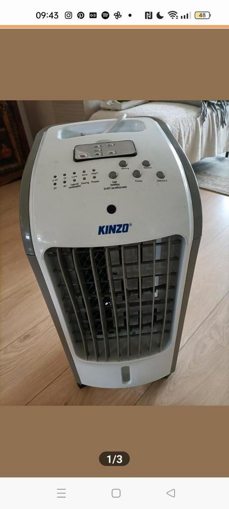 Kinzo Mobiele Airco / Luchtkoeler met Afstandsbediening, Witgoed en Apparatuur, Ophalen, Gebruikt, Timer, Minder dan 60 m³