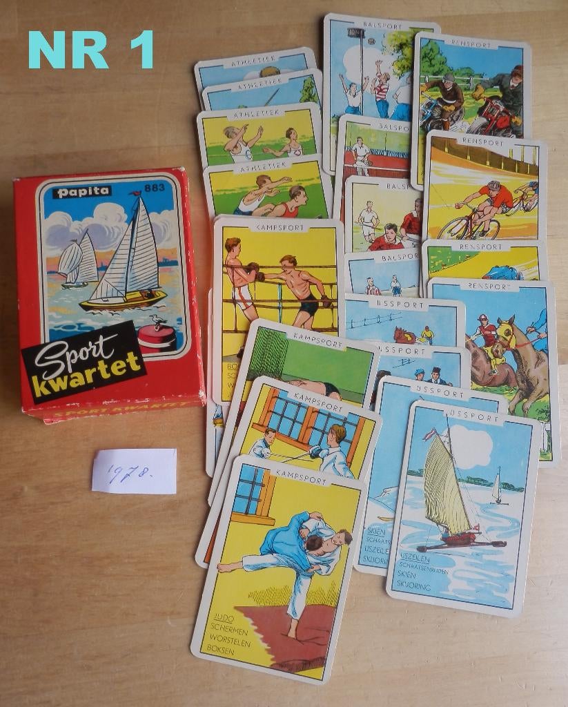 Nr1 papita sport kwartetspel 883 uit 1978, Verzamelen, Ophalen of Verzenden, Zo goed als nieuw, Kwartet(ten)