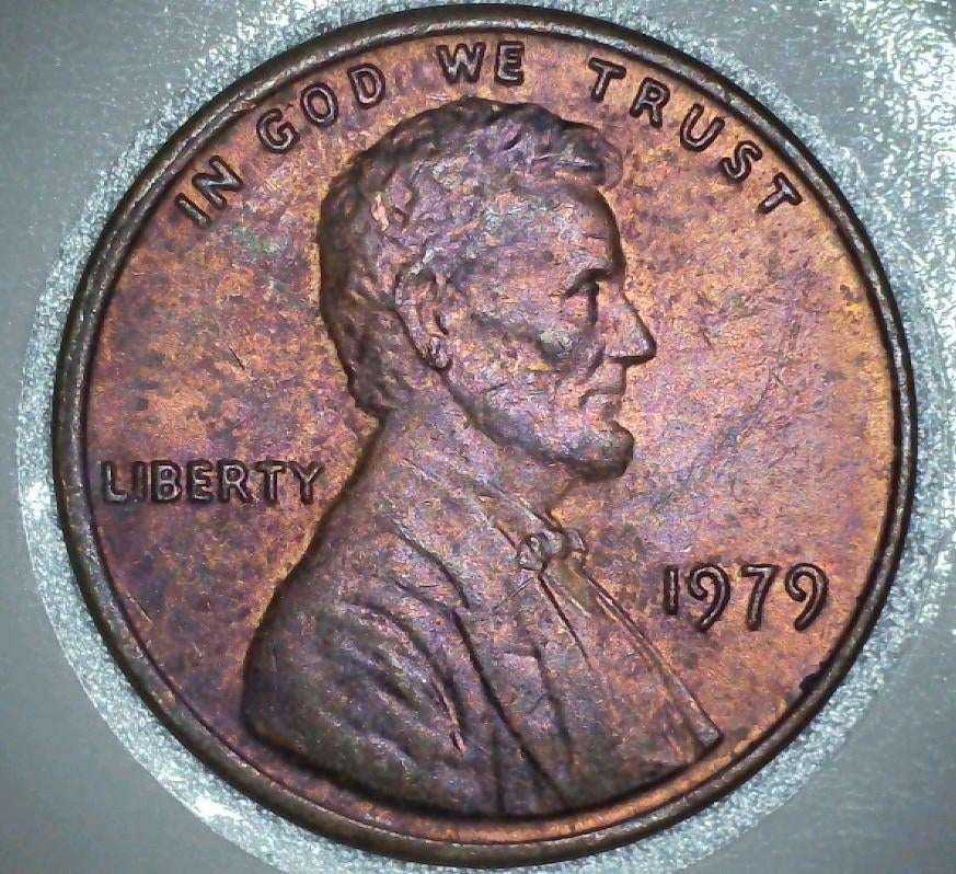 Toned Lincoln Cent 1979, Ophalen of Verzenden, Zuid-Amerika, Losse munt