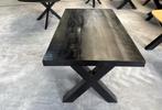 Eettafel 180 x 90 cm robuust blad zwart, Huis en Inrichting, Tafels | Eettafels, Ophalen, 50 tot 100 cm, Zo goed als nieuw, Vijf personen of meer