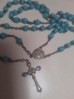 Mooie antieke rozenkrans van blauwe glaskralen, Verzenden