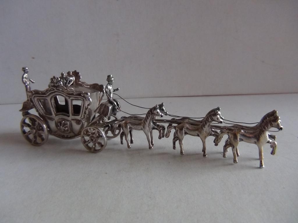 Miniatuur zilver FE1 gouden koets zilveren miniaturen, Antiek en Kunst, Verzenden, Zilver