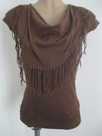 maat XXS, 1 z.g.a.n. stretch topje, country style, 64 cm., Kleding | Dames, Bruin, Ophalen of Verzenden, Zo goed als nieuw, Korte mouw
