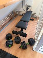Home Gym Set: Verstelbare Dumbbells/Barbell & Decathlon Bank, Ophalen, Krachtstation, Armen, Zo goed als nieuw