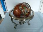 Mooie bruinkleur wereldbol in rvs onderstel met kompas., Huis en Inrichting, Woonaccessoires | Wereldbollen, Ophalen of Verzenden