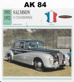 ak84 autokaart salmson g - 72 randonnee ( 1951 - 1952 ), Ophalen of Verzenden, Zo goed als nieuw, Auto's