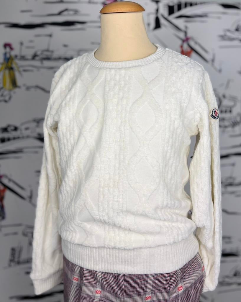 Moncler silk white 3d kabel sweater trui maat 10, Kinderen en Baby's, Kinderkleding | Maat 134, Moncler EU, Verzenden, Jongen of Meisje