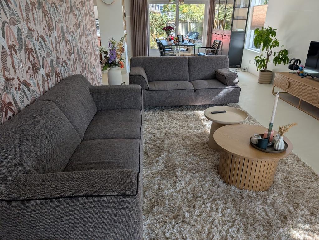 Montel banken bruin gewerkt met rvs pootjes, Huis en Inrichting, Banken | Bankstellen, Ophalen, 150 tot 200 cm, Driepersoons, 75 tot 100 cm