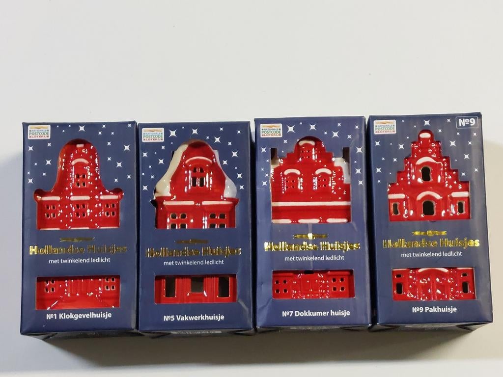 4 Hollandse Huisjes Postcodeloterij: Klokgevel, Vakwerk, Dok, Verzamelen, Overige Verzamelen, Ophalen of Verzenden, Nieuw