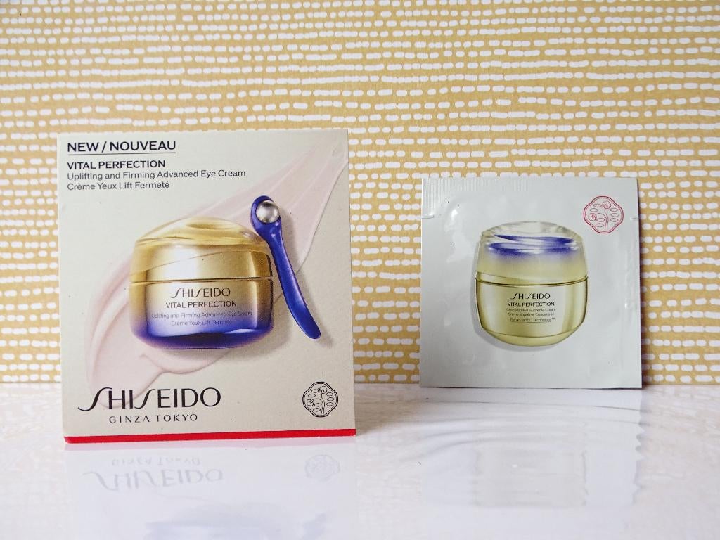 Shiseido Vital Perfection Cream & Eye Cream (2 proefjes), Ophalen of Verzenden, Nieuw, Gehele gezicht, Verzorging