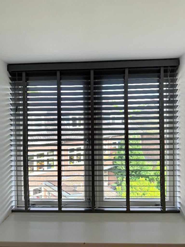 Houten jaloezieën Taupe 147x130cm, Ophalen of Verzenden, Zo goed als nieuw, 100 tot 150 cm, 100 tot 150 cm